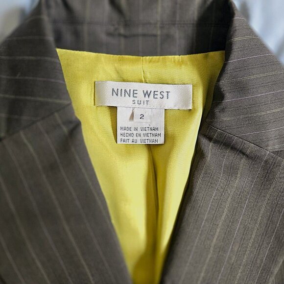 Nine West Brown Pinstripe Pant Suit Set - Picture 5 of 7